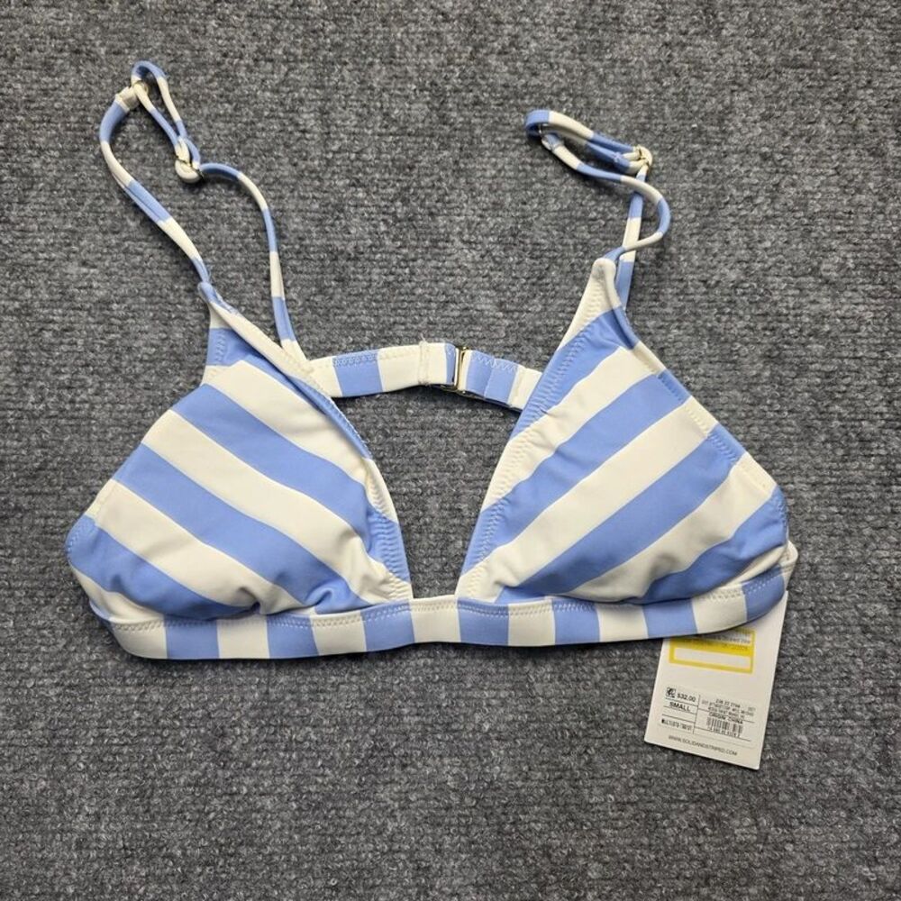 Solid & Striped Women’s Blue White Striped Triangle Bikini Top Size Small